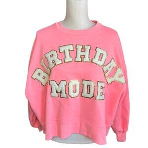 Judith March birthday mode pink pullover sweatshirt Athliesure loungewear